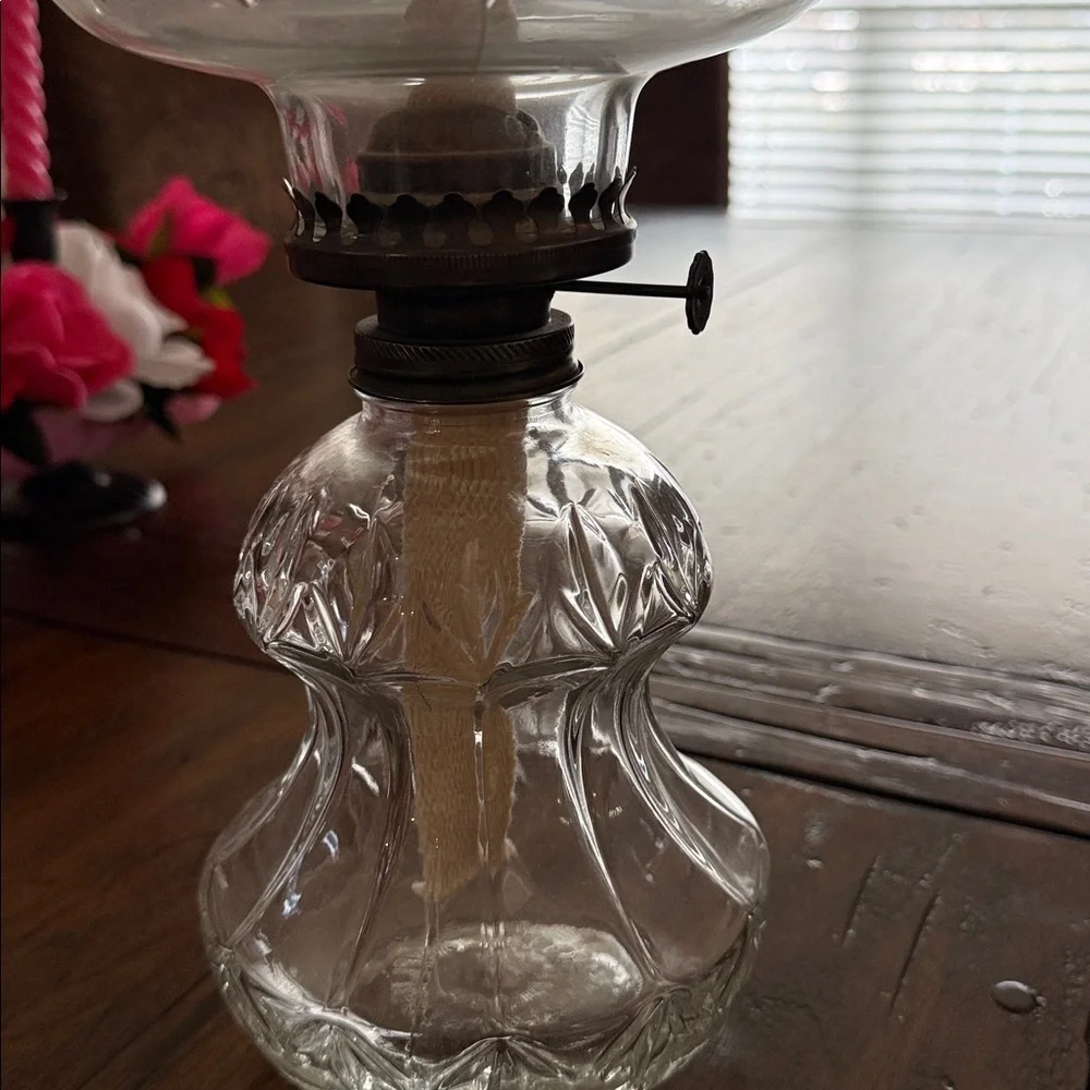 Lamplight Farms Vintage Rare Elegant Glass Oil Lamp from Austria